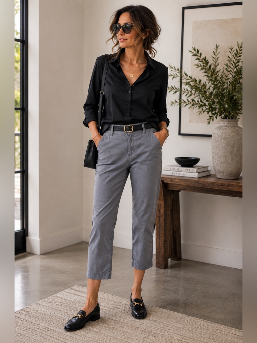 Eileen Fisher Linen Blend Crop Dress Pants SZ M
